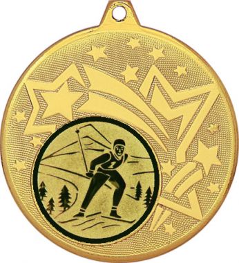 Медаль №46-27 (Лыжный спорт, диаметр 45 мм (Медаль цвет золото плюс жетон для вклейки) Место для вставок: обратная сторона диаметр 39 мм)