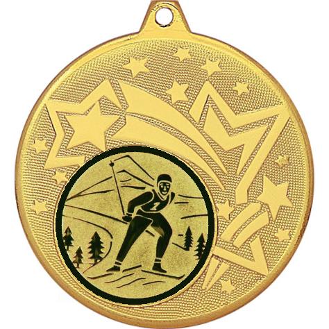Медаль №46-1274 (Беговые лыжи, диаметр 45 мм (Медаль цвет золото плюс жетон для вклейки) Место для вставок: обратная сторона диаметр 40 мм)