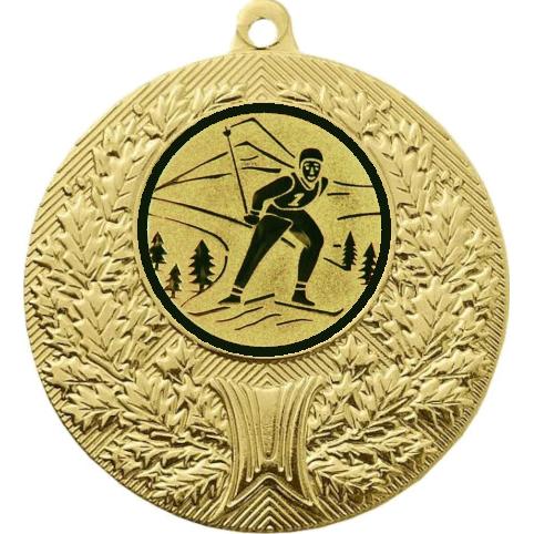 Медаль №46-192 (Лыжный спорт, диаметр 50 мм (Медаль цвет золото плюс жетон для вклейки) Место для вставок: обратная сторона диаметр 45 мм)