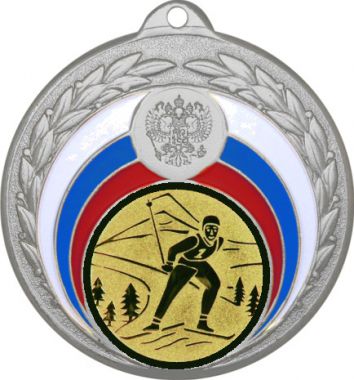 Медаль №46-196 (Лыжный спорт, диаметр 50 мм (Медаль цвет серебро плюс жетон для вклейки) Место для вставок: обратная сторона диаметр 45 мм)