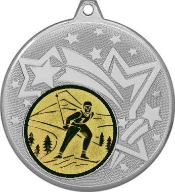 Медаль №46-27 (Лыжный спорт, диаметр 45 мм (Медаль цвет серебро плюс жетон для вклейки) Место для вставок: обратная сторона диаметр 39 мм)