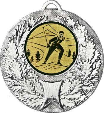 Медаль №46-192 (Лыжный спорт, диаметр 50 мм (Медаль цвет серебро плюс жетон для вклейки) Место для вставок: обратная сторона диаметр 45 мм)