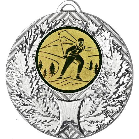 Медаль №46-192 (Лыжный спорт, диаметр 50 мм (Медаль цвет серебро плюс жетон для вклейки) Место для вставок: обратная сторона диаметр 45 мм)