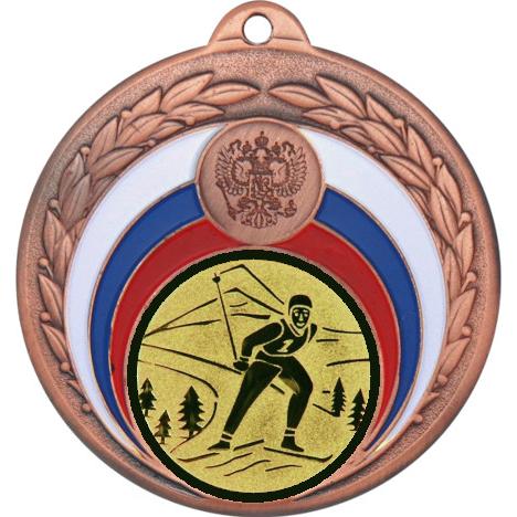 Медаль №46-196 (Беговые лыжи, диаметр 50 мм (Медаль цвет бронза плюс жетон для вклейки) Место для вставок: обратная сторона диаметр 45 мм)