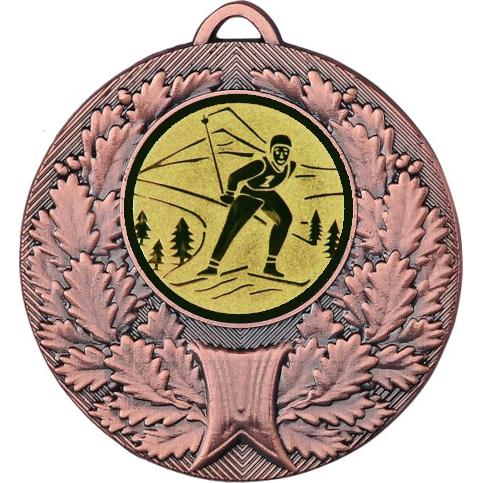 Медаль №46-192 (Беговые лыжи, диаметр 50 мм (Медаль цвет бронза плюс жетон для вклейки) Место для вставок: обратная сторона диаметр 45 мм)