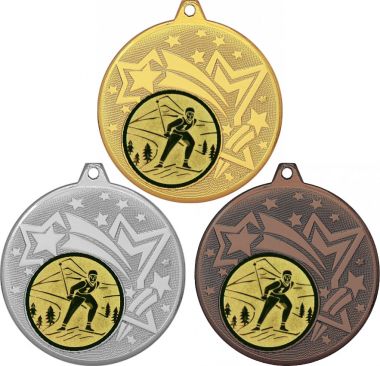 Комплект медалей №46-1274 (Лыжный спорт, диаметр 45 мм (Три медали плюс три жетона для вклейки) Место для вставок: обратная сторона диаметр 40 мм)