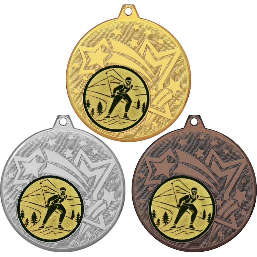 Комплект медалей №46-1274 (Беговые лыжи, диаметр 45 мм (Три медали плюс три жетона для вклейки) Место для вставок: обратная сторона диаметр 40 мм)