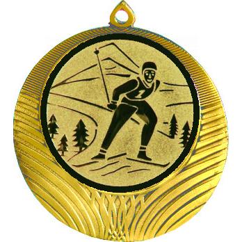 Медаль №46-8 (Лыжный спорт, диаметр 70 мм (Медаль цвет золото плюс жетон для вклейки) Место для вставок: обратная сторона диаметр 64 мм)