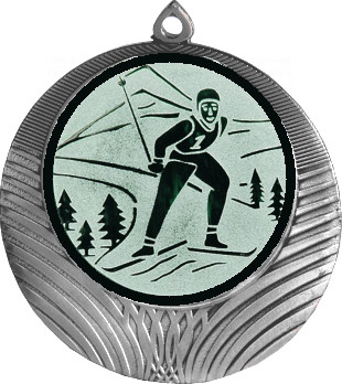 Медаль №46-8 (Лыжный спорт, диаметр 70 мм (Медаль цвет серебро плюс жетон для вклейки) Место для вставок: обратная сторона диаметр 64 мм)