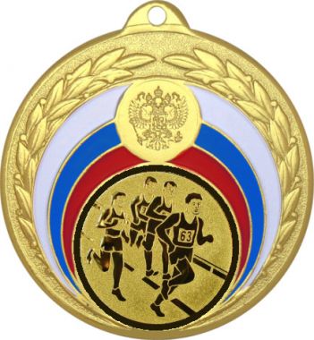 Медаль №47-196 (Бег, диаметр 50 мм (Медаль цвет золото плюс жетон для вклейки) Место для вставок: обратная сторона диаметр 45 мм)