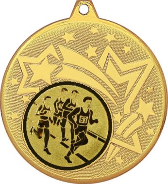 Медаль №47-1274 (Бег, диаметр 45 мм (Медаль цвет золото плюс жетон для вклейки) Место для вставок: обратная сторона диаметр 40 мм)