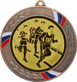 Медаль №47-1285 (Бег, диаметр 70 мм (Медаль цвет бронза плюс жетон для вклейки) Место для вставок: обратная сторона диаметр 60 мм)