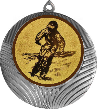 Медаль №49-8 (Мотоспорт, диаметр 70 мм (Медаль цвет серебро плюс жетон для вклейки) Место для вставок: обратная сторона диаметр 64 мм)