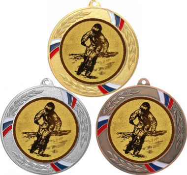 Комплект медалей №49-1285 (Мотоспорт, диаметр 70 мм (Три медали плюс три жетона для вклейки) Место для вставок: обратная сторона диаметр 60 мм)