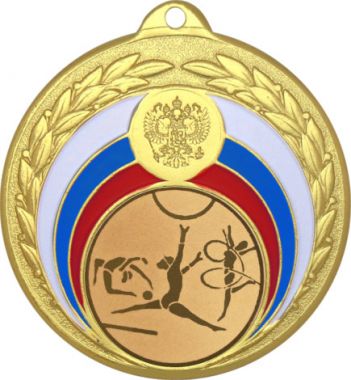 Медаль №5-196 (Художественная гимнастика, диаметр 50 мм (Медаль цвет золото плюс жетон для вклейки) Место для вставок: обратная сторона диаметр 45 мм)