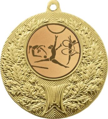Медаль №5-192 (Художественная гимнастика, диаметр 50 мм (Медаль цвет золото плюс жетон для вклейки) Место для вставок: обратная сторона диаметр 45 мм)