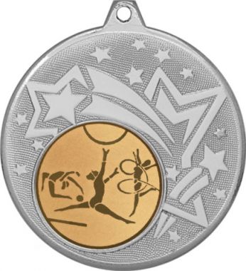 Медаль №5-1274 (Гимнастика, диаметр 45 мм (Медаль цвет серебро плюс жетон для вклейки) Место для вставок: обратная сторона диаметр 40 мм)