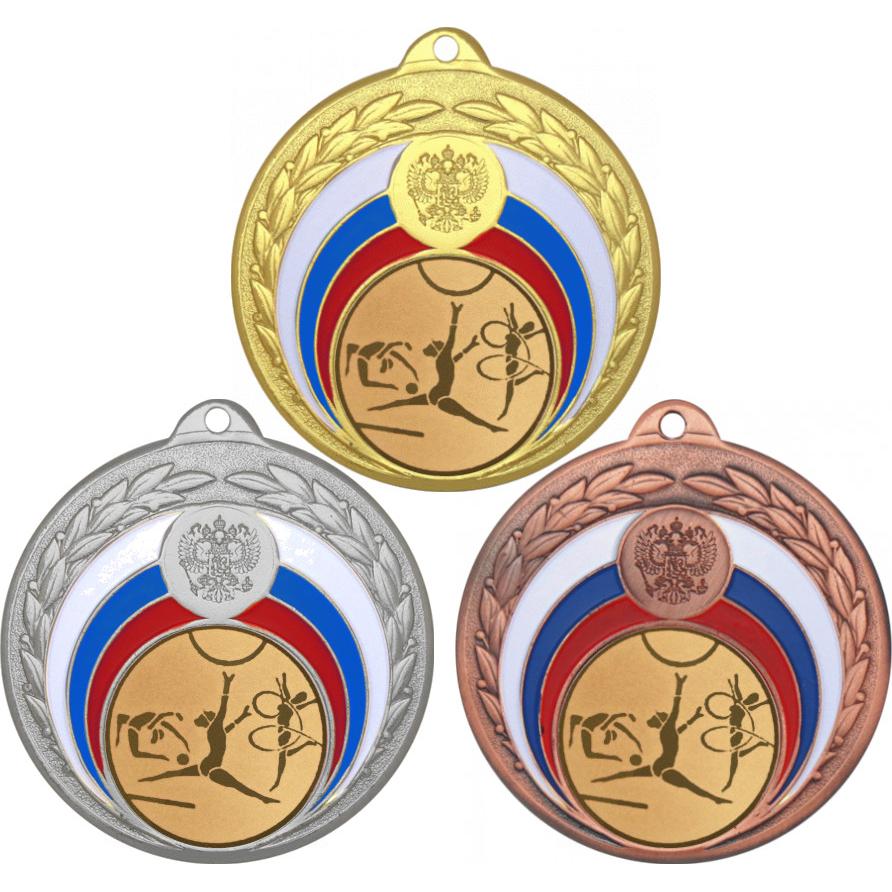 Комплект медалей №5-196 (Художественная гимнастика, диаметр 50 мм (Три медали плюс три жетона для вклейки) Место для вставок: обратная сторона диаметр 45 мм)