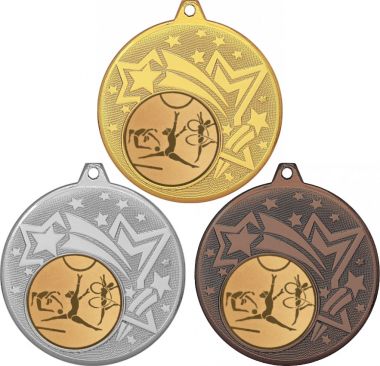 Комплект медалей №5-1274 (Гимнастика, диаметр 45 мм (Три медали плюс три жетона для вклейки) Место для вставок: обратная сторона диаметр 40 мм)