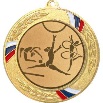 Медаль №5-1285 (Художественная гимнастика, диаметр 70 мм (Медаль цвет золото плюс жетон для вклейки) Место для вставок: обратная сторона диаметр 60 мм)