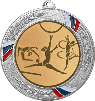 Медаль №5-1285 (Гимнастика, диаметр 70 мм (Медаль цвет серебро плюс жетон для вклейки) Место для вставок: обратная сторона диаметр 60 мм)