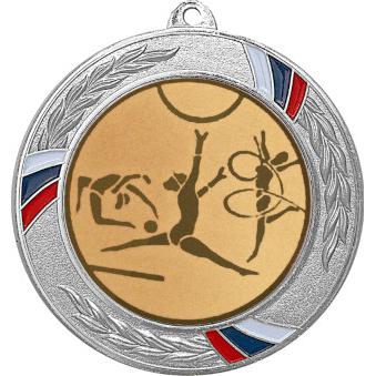 Медаль №5-1285 (Художественная гимнастика, диаметр 70 мм (Медаль цвет серебро плюс жетон для вклейки) Место для вставок: обратная сторона диаметр 60 мм)