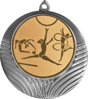 Медаль №5-8 (Художественная гимнастика, диаметр 70 мм (Медаль цвет серебро плюс жетон для вклейки) Место для вставок: обратная сторона диаметр 64 мм)