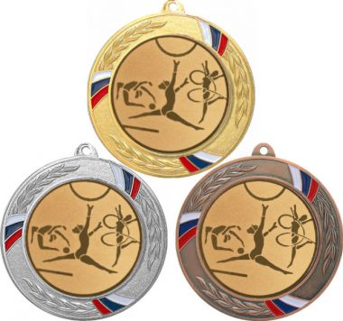 Комплект медалей №5-1285 (Художественная гимнастика, диаметр 70 мм (Три медали плюс три жетона для вклейки) Место для вставок: обратная сторона диаметр 60 мм)
