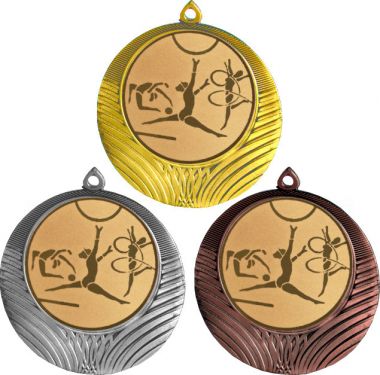 Комплект медалей №5-8 (Художественная гимнастика, диаметр 70 мм (Три медали плюс три жетона для вклейки) Место для вставок: обратная сторона диаметр 64 мм)