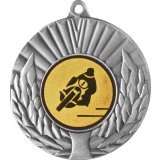 Медаль №50-68 (Мотогонки, диаметр 50 мм (Медаль цвет серебро плюс жетон для вклейки) Место для вставок: обратная сторона диаметр 46 мм)