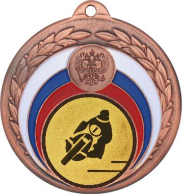 Медаль №50-196 (Мотоспорт, диаметр 50 мм (Медаль цвет бронза плюс жетон для вклейки) Место для вставок: обратная сторона диаметр 45 мм)