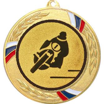 Медаль №50-1285 (Мотоспорт, диаметр 70 мм (Медаль цвет золото плюс жетон для вклейки) Место для вставок: обратная сторона диаметр 60 мм)