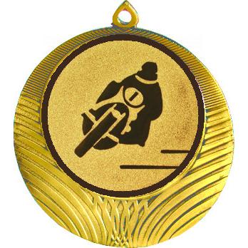 Медаль №50-1302 (Мотоспорт, диаметр 56 мм (Медаль цвет золото плюс жетон для вклейки) Место для вставок: обратная сторона диаметр 50 мм)