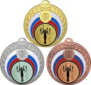 Комплект медалей №51-196 (Оскар / Ника, диаметр 50 мм (Три медали плюс три жетона для вклейки) Место для вставок: обратная сторона диаметр 45 мм)