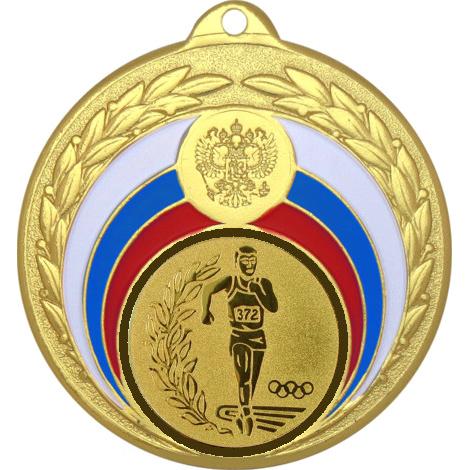 Медаль №52-196 (Факел, олимпиада, диаметр 50 мм (Медаль цвет золото плюс жетон для вклейки) Место для вставок: обратная сторона диаметр 45 мм)