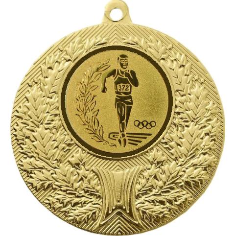 Медаль №52-192 (Бег, диаметр 50 мм (Медаль цвет золото плюс жетон для вклейки) Место для вставок: обратная сторона диаметр 45 мм)