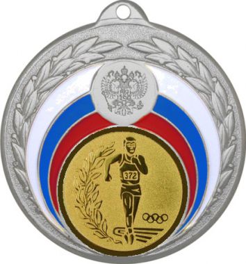 Медаль №52-196 (Факел, олимпиада, диаметр 50 мм (Медаль цвет серебро плюс жетон для вклейки) Место для вставок: обратная сторона диаметр 45 мм)