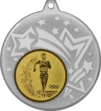 Медаль №52-1274 (Факел, олимпиада, диаметр 45 мм (Медаль цвет серебро плюс жетон для вклейки) Место для вставок: обратная сторона диаметр 40 мм)