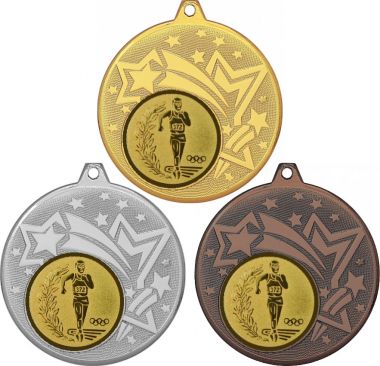 Комплект медалей №52-1274 (Факел, олимпиада, диаметр 45 мм (Три медали плюс три жетона для вклейки) Место для вставок: обратная сторона диаметр 40 мм)