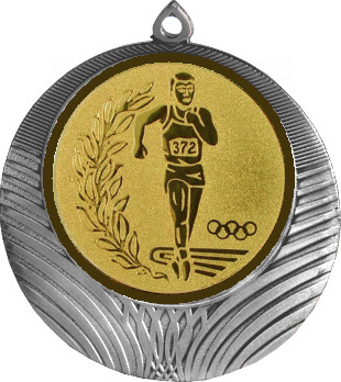 Медаль №52-1302 (Факел, олимпиада, диаметр 56 мм (Медаль цвет серебро плюс жетон для вклейки) Место для вставок: обратная сторона диаметр 50 мм)