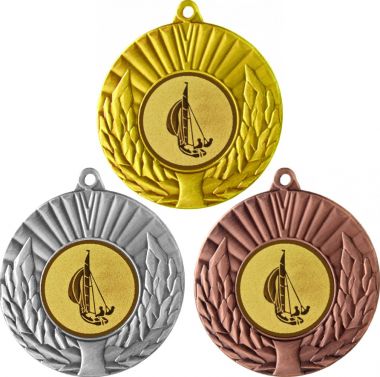 Комплект медалей №53-192 (Парусный спорт, диаметр 50 мм (Три медали плюс три жетона для вклейки) Место для вставок: обратная сторона диаметр 45 мм)