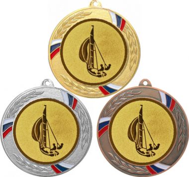 Комплект медалей №53-1285 (Парусный спорт, диаметр 70 мм (Три медали плюс три жетона для вклейки) Место для вставок: обратная сторона диаметр 60 мм)