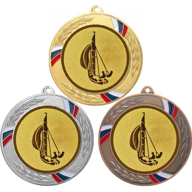 Комплект медалей №53-1285 (Парусный спорт, диаметр 70 мм (Три медали плюс три жетона для вклейки) Место для вставок: обратная сторона диаметр 60 мм)