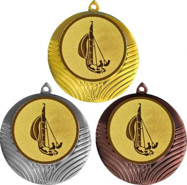 Комплект медалей №53-1302 (Парусный спорт, диаметр 56 мм (Три медали плюс три жетона для вклейки) Место для вставок: обратная сторона диаметр 50 мм)