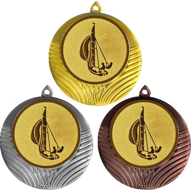 Комплект медалей №53-8 (Парусный спорт, диаметр 70 мм (Три медали плюс три жетона для вклейки) Место для вставок: обратная сторона диаметр 64 мм)