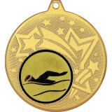 Медаль №55-1274 (Плавание, диаметр 45 мм (Медаль цвет золото плюс жетон для вклейки) Место для вставок: обратная сторона диаметр 40 мм)