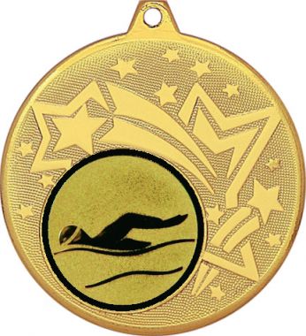Медаль №55-27 (Плавание, диаметр 45 мм (Медаль цвет золото плюс жетон для вклейки) Место для вставок: обратная сторона диаметр 39 мм)