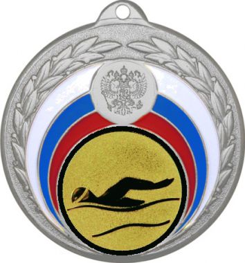 Медаль №55-196 (Плавание, диаметр 50 мм (Медаль цвет серебро плюс жетон для вклейки) Место для вставок: обратная сторона диаметр 45 мм)