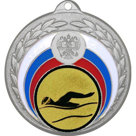 Медаль №55-196 (Плавание, диаметр 50 мм (Медаль цвет серебро плюс жетон для вклейки) Место для вставок: обратная сторона диаметр 45 мм)