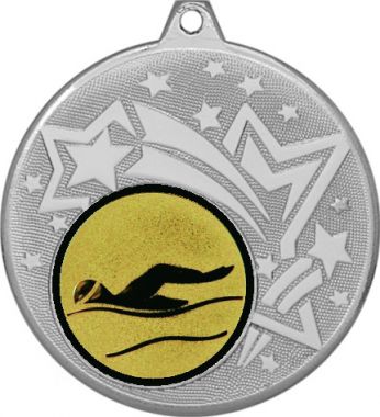Медаль №55-27 (Плавание, диаметр 45 мм (Медаль цвет серебро плюс жетон для вклейки) Место для вставок: обратная сторона диаметр 39 мм)